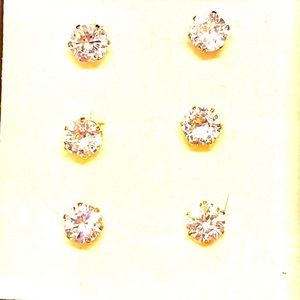3 Pairs of Crystal Earrings